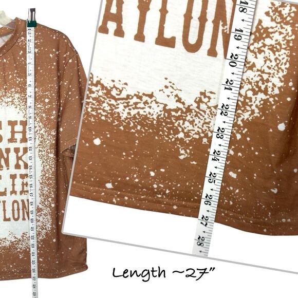 Graphic T-Shirt Band Tee Women XL Cash Hank Willie Waylon Paint Splatter AOP Y2K - Picture 4 of 7